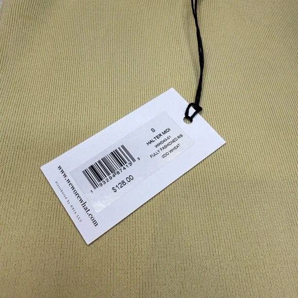 NWT WeWoreWhat Viscose Nylon Halter Neck Midi Dress in Tan Size S - Picture 7 of 11